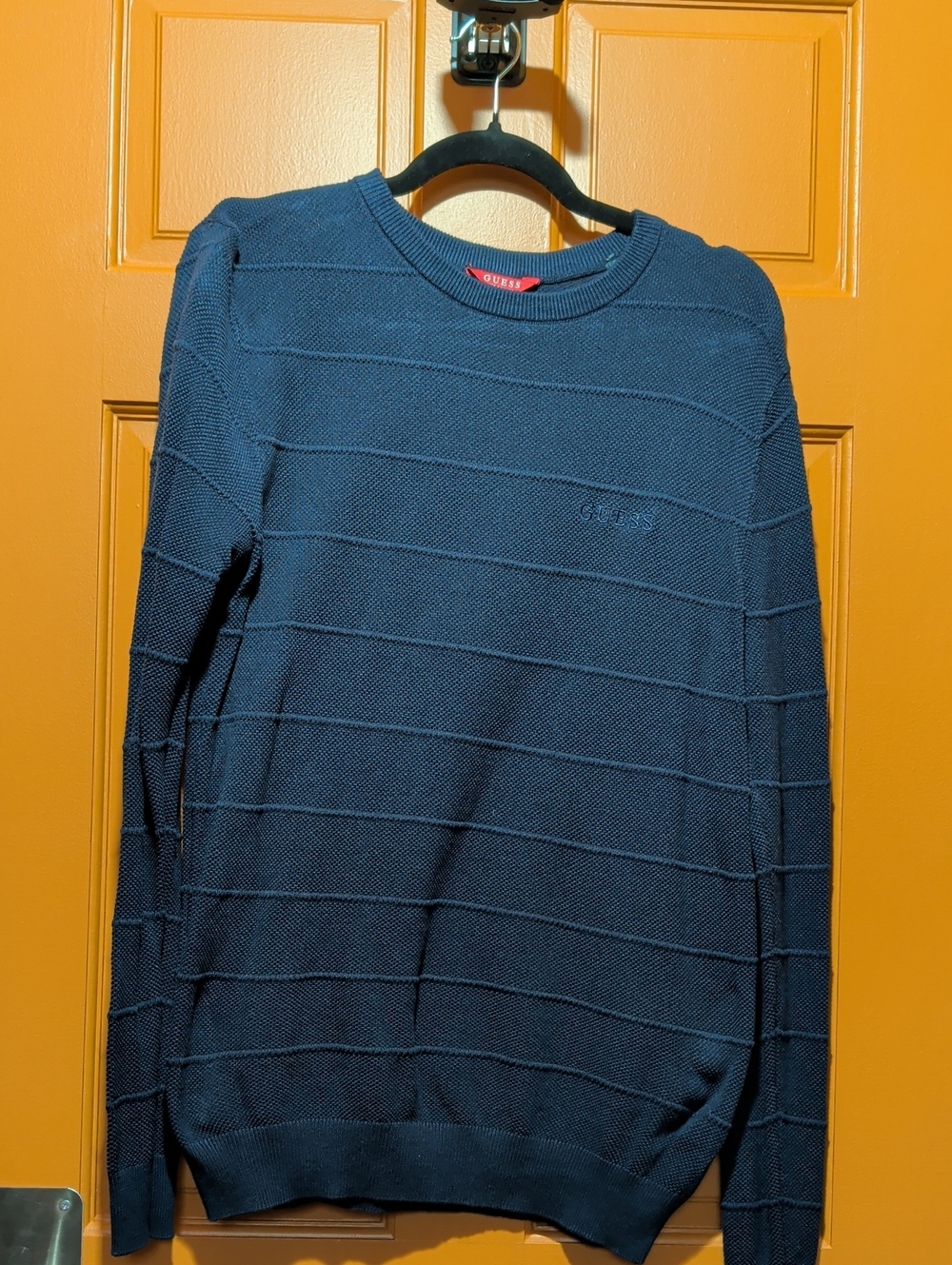 Guess Men’s Navy Crewneck Textured Sweater